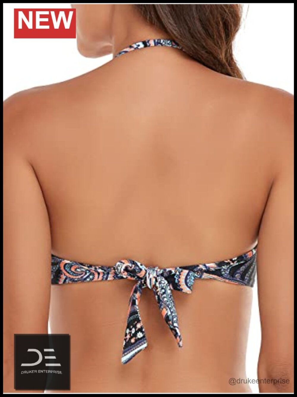 Strapless Bandeau Bikini Top with Removable Straps Tie Back - Picture 4 of 6